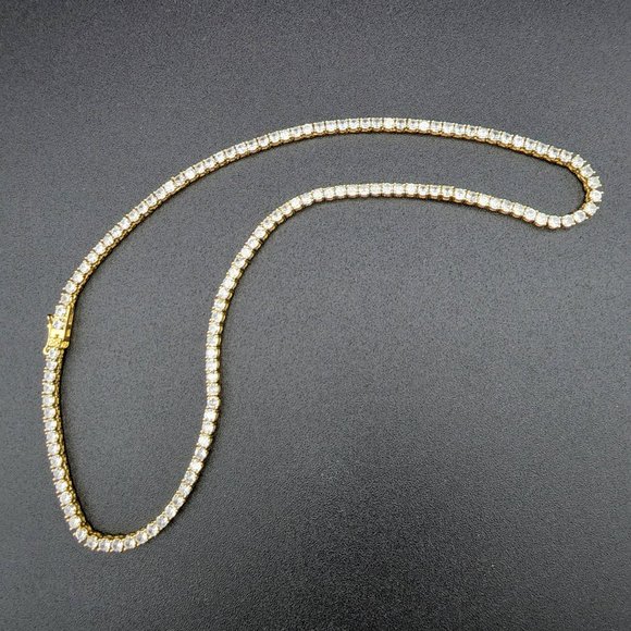 NEW Women’s Cubic Zirconia 18k Gold-Plated Stainless-Steel Necklace 132 CZ Stone - Picture 3 of 9